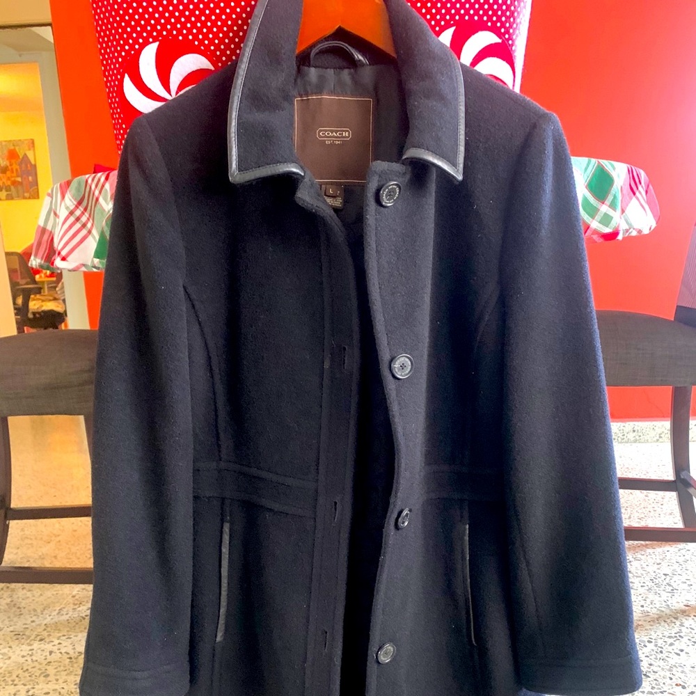 COACH long black wool coat